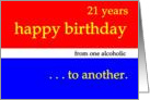 21 Years Happy Birthday red white blue card