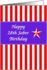 28th Year Happy Sober Birthday card