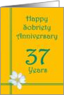 37 years Happy Sobriety Anniversary, White Flower card