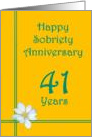41 years Happy Sobriety Anniversary, White Flower card