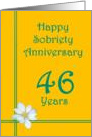 46 years Happy Sobriety Anniversary, White Flower card