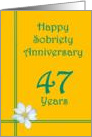 47 years Happy Sobriety Anniversary, White Flower card