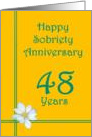 48 years Happy Sobriety Anniversary, White Flower card