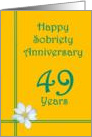 49 years Happy Sobriety Anniversary, White Flower card