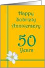 50 years Happy Sobriety Anniversary, White Flower card
