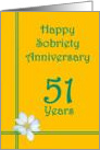 51 years Happy Sobriety Anniversary, White Flower card