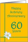 60 years Happy Sobriety Anniversary, White Flower card