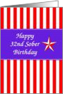 32nd Year Happy Sober Birthday card