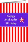 34th Year Happy Sober Birthday card