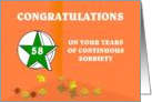 58 Years Continuous Sobriety Falling leaves card