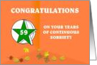 59 Years Continuous Sobriety Falling leaves card