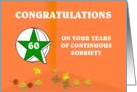 60 Years Continuous Sobriety Falling leaves card