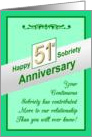 Happy FIFTY FIRST YEAR, Sobriety Anniversary, card