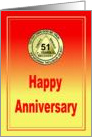 51 Year, Medallion Happy Anniversary card