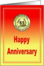 61 Year, Medallion Happy Anniversary card