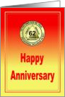 62 Year, Medallion Happy Anniversary card