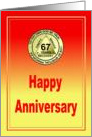 67 Year, Medallion Happy Anniversary card