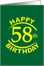 58 Years Happy Birthday card