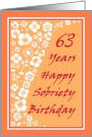 63 Years Happy Sobriety Birthday card