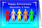 8 Years Happy Anniversary, Customizable Card Silhouette of women holding hands. card