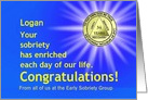 34 Years Logan, Congratulations From all of us, Custom Text, Medallion Card