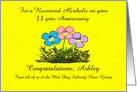 33 Years Ashley, Smiling Group of Flowers, From all of us, Custom Text card