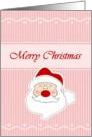 Merry Christmas on red stripes with a simple vintage looking Santa card