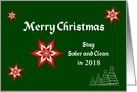 Merry Christmas Stay Sober and Clean Custom Text card