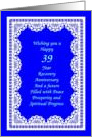 39 Year Happy Recovery Anniversary Peace Prosperity Spiritual Progress card