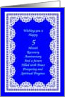 5 Month, Recovery Anniversary. Peace, Prosperity, Spiritual Progress card
