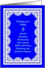 9 Month, Recovery Anniversary. Peace, Prosperity, Spiritual Progress card