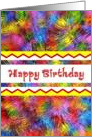 Happy Birthday. Mexican style text, with simulated fireworks. card