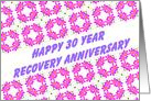 30 Year Happy Recovery Anniversary wish on a field of pink flowers card