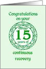 15 Year Anniversary, Green on Mint Green with a prominent number card