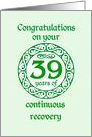 39 Year Anniversary, Green on Mint Green with a prominent number card