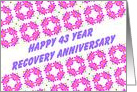 43 Year Happy Recovery Anniversary wish on a field of pink flowers card