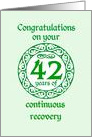 42 Year Anniversary, Green on Mint Green with a prominent number card