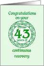 43 Year Anniversary, Green on Mint Green with a prominent number card