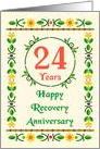 24 Years, Happy Recovery Anniversary, Art Nouveau style card