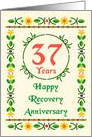 37 Years, Happy Recovery Anniversary, Art Nouveau style card