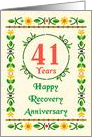 41 Years, Happy Recovery Anniversary, Art Nouveau style card