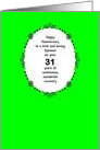 Sponsor 31 Years, Happy Recovery Anniversary card