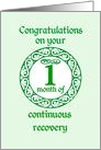 1 Month Anniversary, Green on Mint Green with a prominent number card