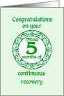 5 Month Anniversary, Green on Mint Green with a prominent number card
