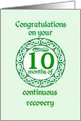 10 Month Anniversary, Green on Mint Green with a prominent number card