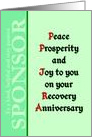 Sponsor, Any Year, Happy Recovery Anniversary card