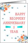 1 Year, Happy Recovery Anniversary, star studded card