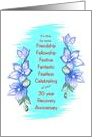 30 Years, Happy Recovery Anniversary, blue flower border card