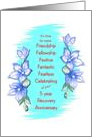 5 Year, Happy Recovery Anniversary, blue flower border card