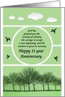 11 Year, Happy Recovery Anniversary, green sky card